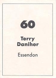1990 Select AFL Stickers #60 Terry Daniher Back